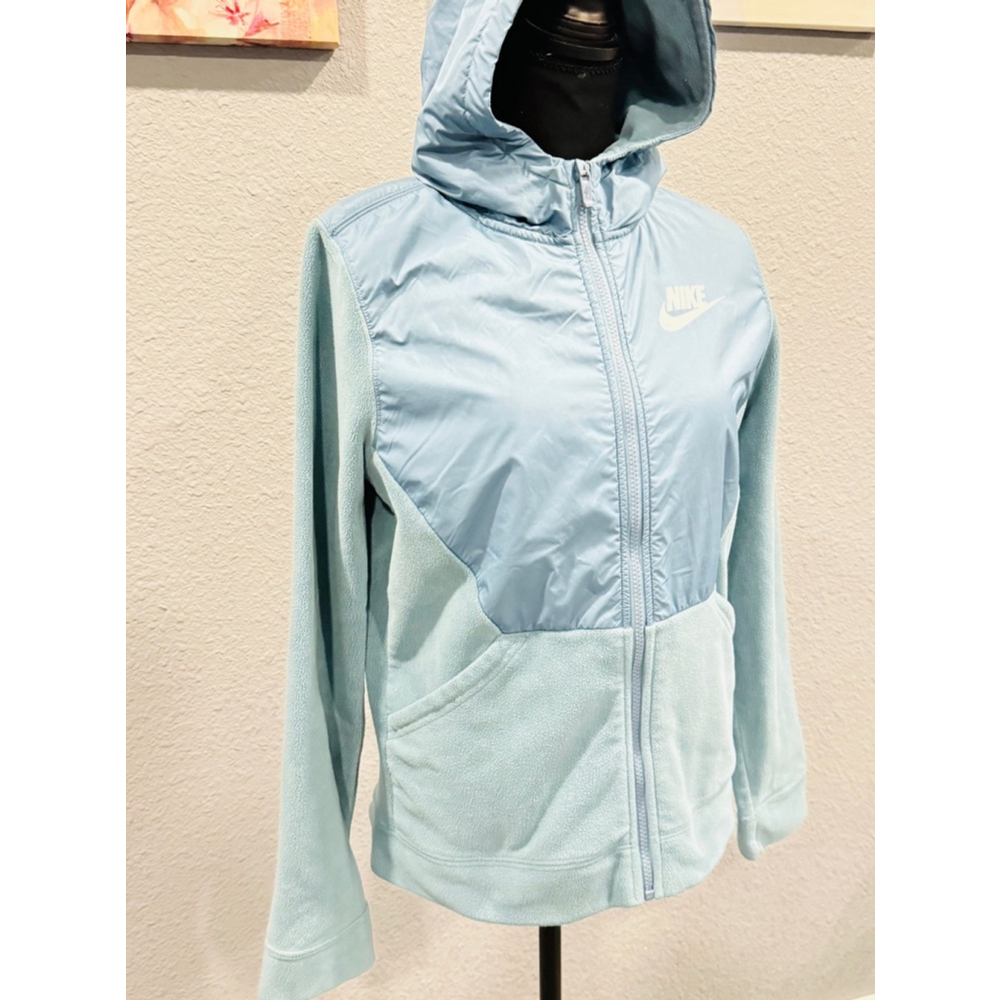 Nike Women's Light Blue Hooded Fleece Jacket - Size XL - Picture 3 of 9